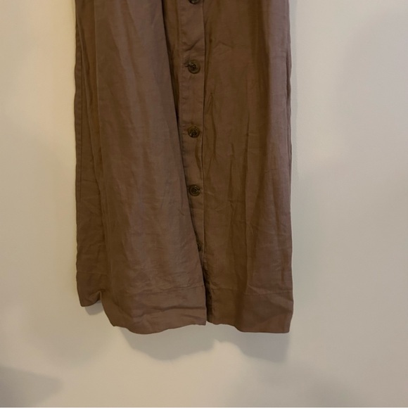 Wilfred Aritzia Adelia Linen Dress Midi Knot Tie Button Nutmeg Tan Brown Size 4 - Picture 7 of 12